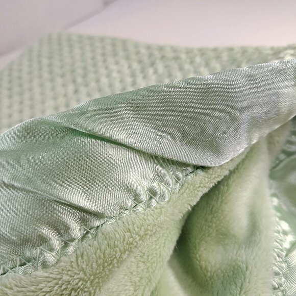 Bright Future Baby Blanket Satin Trim edge sage Green waffle plush soft Vintage - Picture 3 of 8